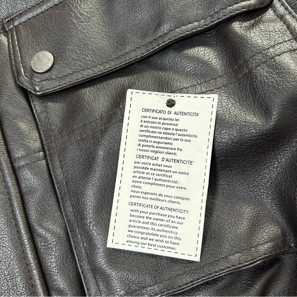 NWT‎ Emporio &Co Dark Brown Faux Leather Jacket Coat Size XXL Fits like a Large - Picture 8 of 16